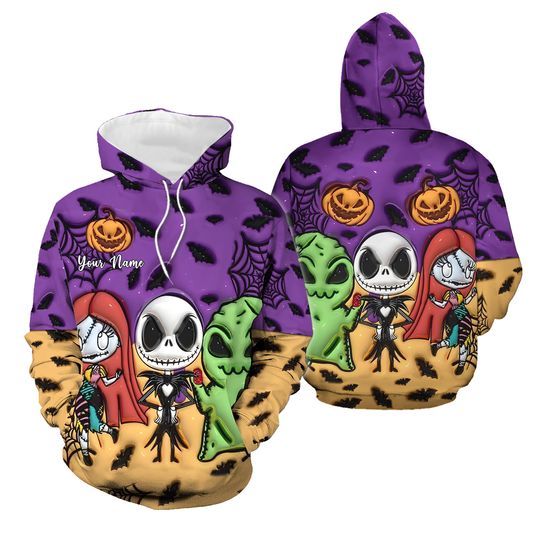 Halloween Custom Nightmare Before Christmas Hoodie, Jack Sally Oogie Boogie Shirt, Horror Characters Leggings, Disney Halloween Outfit
