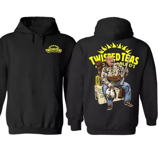 Hunter Trump With Twisted Tea Beer 2 Sided Hoodie, Trump and Your Hunt Dog