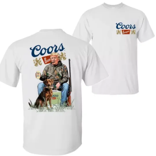 Hunter Trump CCOORS Banquet Beer Shirt - Camo Hunting Dog Gift for Election 2024