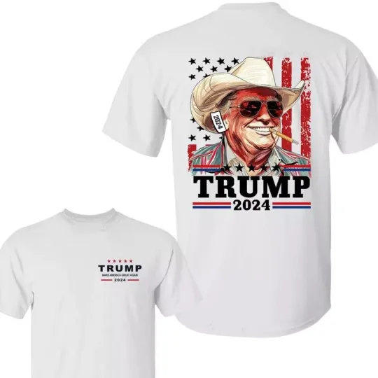 Western Trump Cowboy You Missed Flag Shirt MAGA Election 2024 Tee for Men, Women