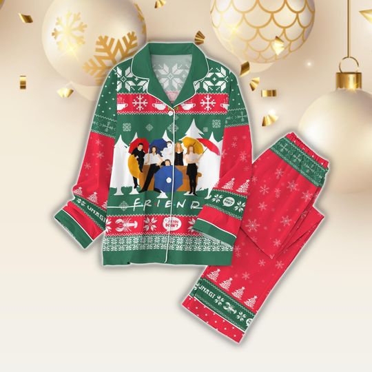 Friends Movie Pajamas Set, Central Perk Coffee Christmas Pajamas, Christmas Movie Matching Pajamas Set, Friends Tv Show Family Pajamas
