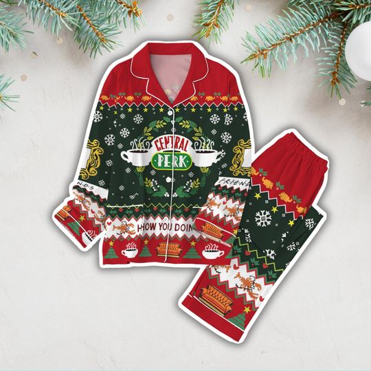 Central Perk Christmas Pajamas, Friends Movie Family Pajamas, Christmas Central Perk Coffee Holiday Pajamas, Xmas Tv Series Pjs Women
