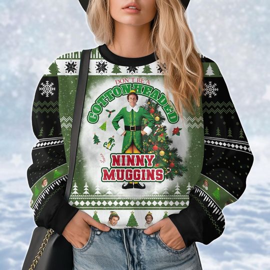 Christmas Elf Ugly Sweater, Retro Buddy Christmas Sweatshirt, Xmas Classic Movie 90S Shirt, Funny Christmas Sweater, Gift For Fan