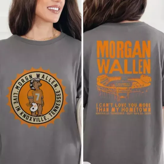 Wallen Western Neyland Stadium Tour September 2024 Knoxville TN Shirt - Charcoal