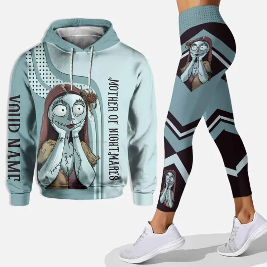 Nightmare Before Christmas Sally Hoodie Womens Leggings Yoga Set Womens Disney Jack Skellington Hoodie Sports Leggings Tracksuit