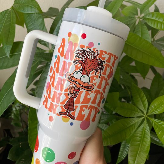 Inside Out Tumbler, Anxiety Cup, Disney Tumbler, Disney Cup with Straw, Disney Tumbler with Handle, Custom Cup