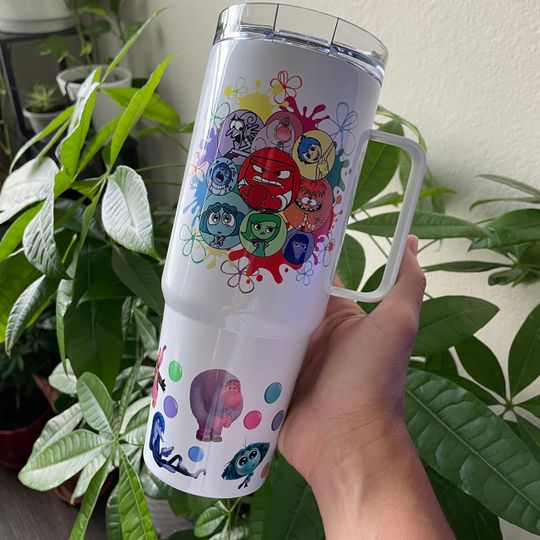 Inside Out Tumbler, It's Ok to Feel all this Feels Cup, Disney Tumbler, Disney Cup with Straw, Disney Tumbler with Handle, Custom Cup