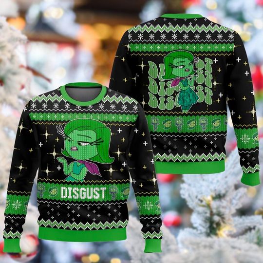 Disgust Ugly Christmas Sweater, Disgust Inside Out 2 Xmas Sweatshirt, Disgust Character Christmas Gift For Men Women Kid