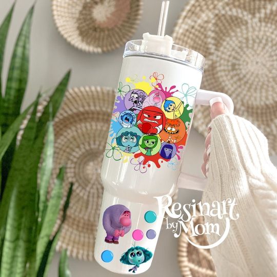 Inside Out Tumbler, It's Ok to Feel all this Feels Cup, Disney Tumbler, Disney Cup with Straw, Disney Tumbler with Handle, Custom Cup