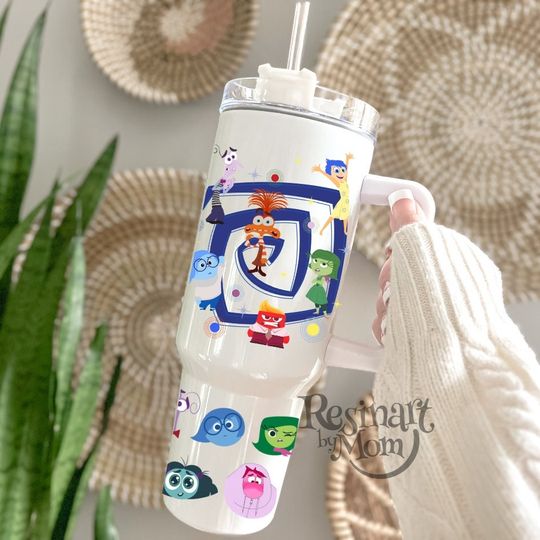 Inside Out Tumbler, It's Ok to Feel all this Feels Cup, Disney Tumbler, Disney Cup with Straw, Disney Tumbler with Handle, Custom Cup