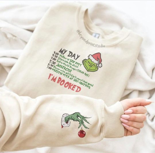 My Day Im Booked Christmas Sweatshirt, Wallow in Self Pity, Funny Sweatshirt, Whoville, Christmas Embroidered Sweatshirt, Christmas Gift