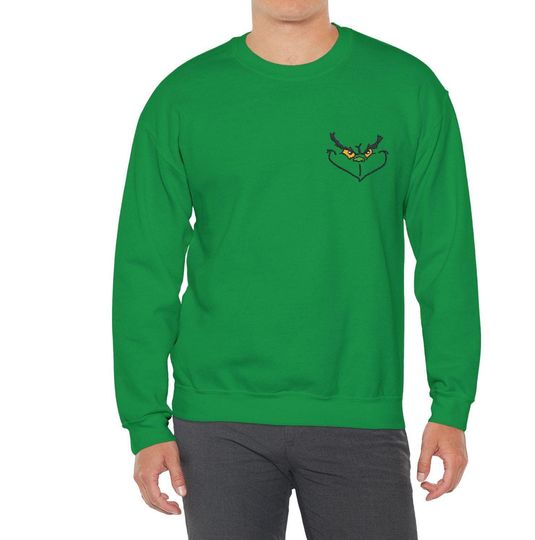 Christmas funny character Embroidery Unisex Sweatshirt, Holiday Xmas Jumper, Festive Crewneck Pullover, Grin Christmas Clothing