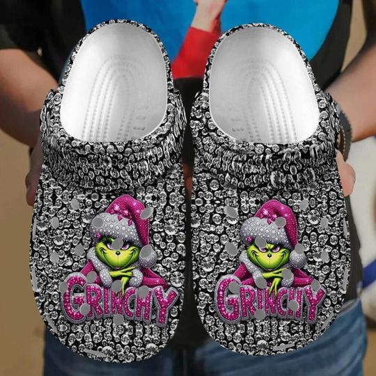 Rhinestone Classic Clog Shoes, Pink Xmas Holiday Shoes For Men Women And Kid, Funny Gemstone, Christmas Gifs