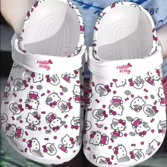 Hello Kitty So Cute Pink White Clogs Shoes Comfortable For Men Women