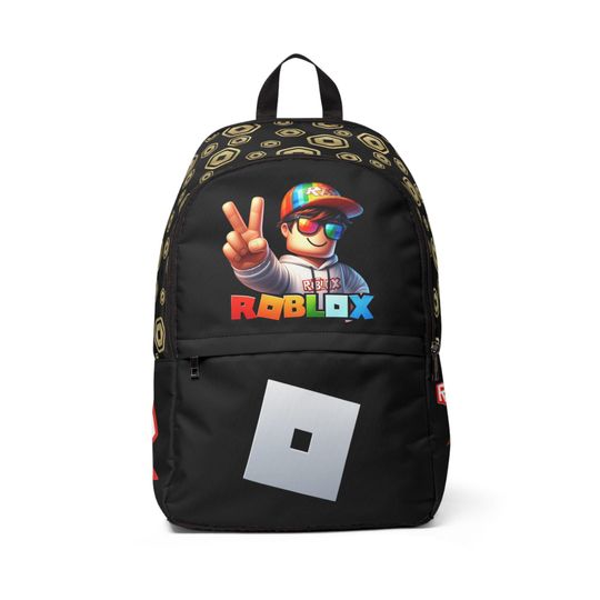 Roblox Black Backpack, Travel Bag, Fashionable Pack, Luxury Style, Unique Gift