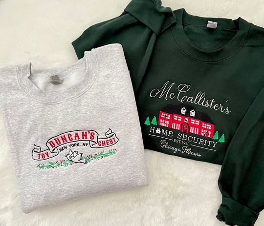 Embroidered Retro 90s Christmas movie crewneck swetashirt, Home Alone inspired, christmas sweatshirt, gift for her