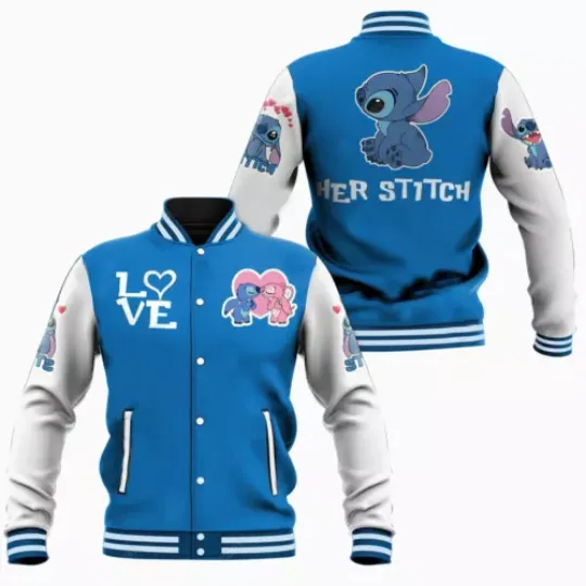 Stitch And Angel Kissing Love You Forever Her Stitch Jacket