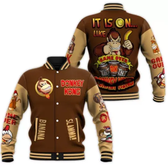 Donkey Kong Jacket, Super Mario Bros Baseball Jacket, Donkey Kong Jacket