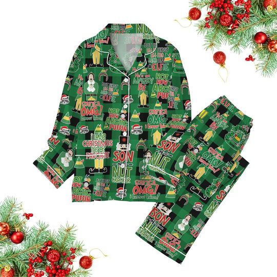 Elf Christmas Pajamas Set, Buddy The Elf Shirt, Funny Xmas Movie Shirt, Santa I Know Him Pajamas, Holiday Matching Shirt, Xmas Gift