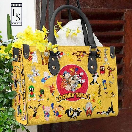 Looney Tunes Pattern Leather Handbag, Looney Tunes Women Bag, Shoulder Bag Gift, Gift For Women