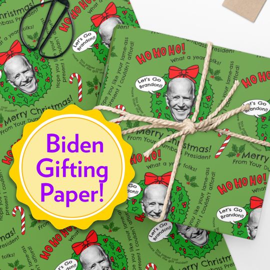 Joe Biden Funny Christmas Wrapping Paper, Creative Gift Paper