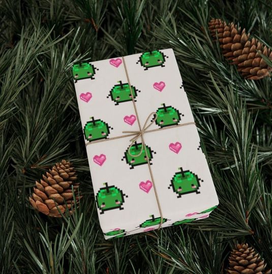 Stardew Valley Junimo Wrapping Paper | Cozy Gamer Gift Wrap for Birthdays or Christmas | Gift for Him or Her | Pixel Art Junimo | Cute Gift