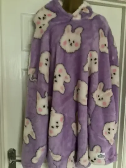 BNWT THE SNUDDIE Lilac Bunny Print Hoodie Blanket Oversized Size XS/S now £15