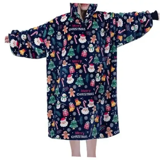 Oversized Flannel Wearable Blanket Hoodie for Adult-Extra Long(New) Christmas