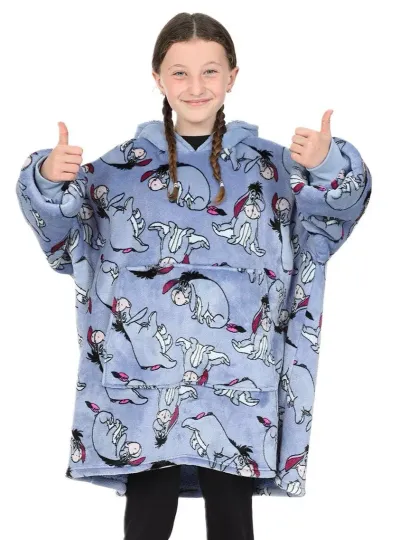Girls Disney Eeyore Winnie The Pooh Oversized Fleece Blanket Hoodie One Size W23