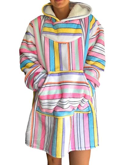 Discover Oversized Wearable Blanket Baja Hoodie Hippie Pullover Surfer Poncho Beach Sweatshirt