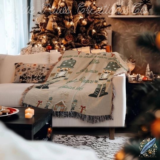 Throw Blanket Woven Blanket Nutcracker Christmas Blanket Woven Throw Blanket Best Gift for Her Home Decor Holiday Decor Christmas Decor Gift