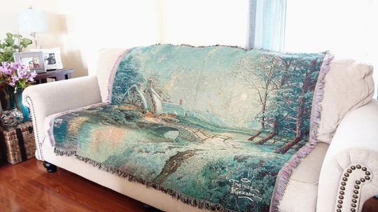 Holiday Snowy Winter Cottage Tapestry Throw Blanket - 50 x 60 Wonderful Gift Idea for Winter, Christmas, Holidays