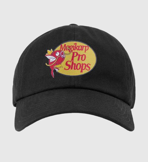 Magikarp Pro Shops Embroidered Cap - Minimalist Design Gift Idea - Cute Funny Novelty Baseball Trucker Dad Hat Cap - Multiple Colours