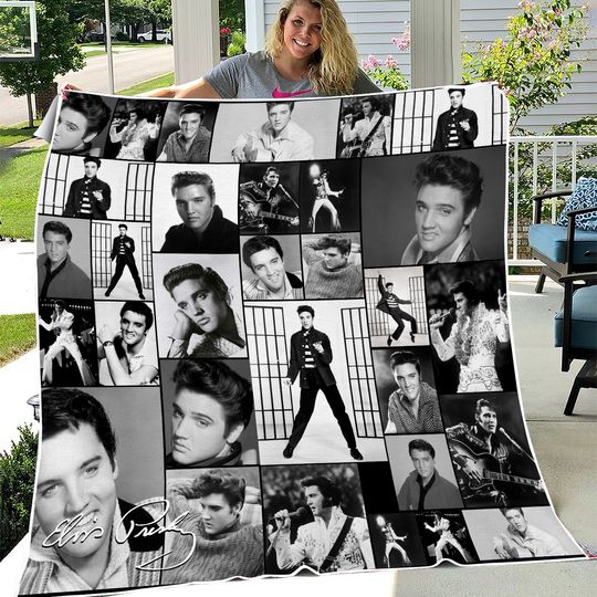 Black & White Elvis Celebrity Montage Fleece Blanket