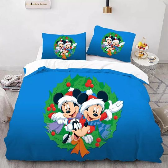 Mickey Mouse Family Christmas Theme Bedding