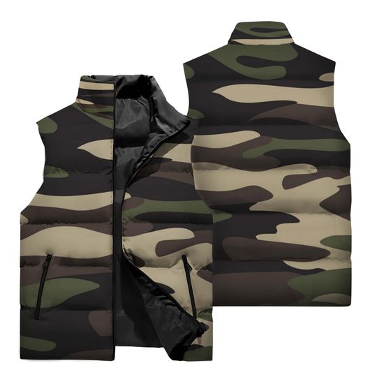 Camo Sleeveless Jacket | Casual Winter Clothing | Gift Idea