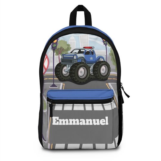Police officer backpack for toddler, Back pack for kids, Backpack boys personalize, Monogram Large school book bag for kid