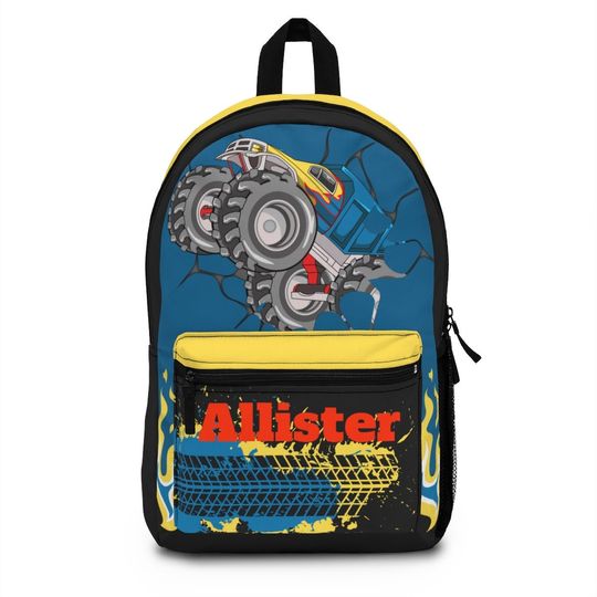 Monster truck backpack, Back pack for kids, Backpack boys personalize, Monogram Large school backpack kid
