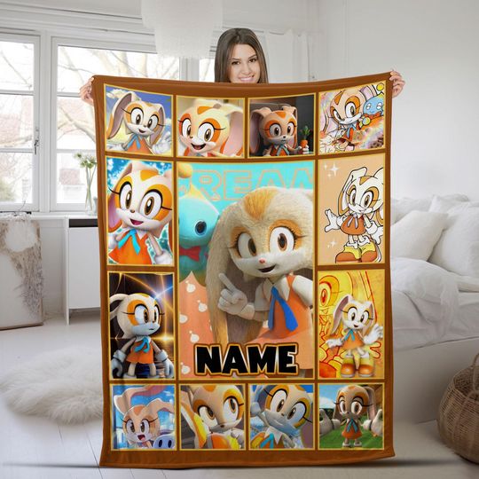 Custom Sonic The Hedgehog Blanket/Personalized Cream the Rabbit Hedgehog Blanket/Custom Sonic Blanket