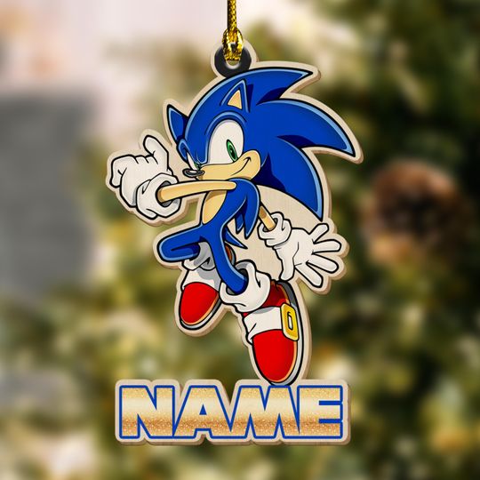 Personalized Sonic Acrylic Ornament, Sonic Hedgehog Character Ornament, Christmas Ornament Decor, Sonic Cartoon Ornament