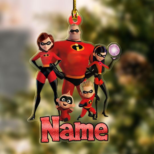 Personalized Incredibles Ornament, Super Family Christmas Ornament, Dash Violet Jack Jack Ornament, Elastigirl Mr Incredible Ornament