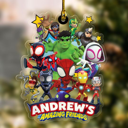 Personalized Disney Spidey and His Amazing Friends Christmas Ornament,Custom Name Superhero Spiderman Birthday Boy Girl Xmas Keepsake