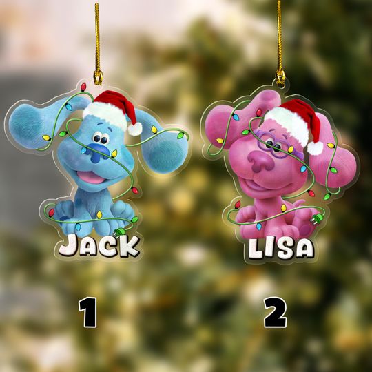 Blues Clues Ornament, Personalized Blue Clues Ornament, 2024 Blue Pink Dog Family Ornament, Baby Ornament 2024
