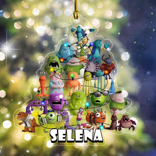 Custom Name Disney Monsters Inc. Ornament, Sully Boo Mike Character Ornament, Monsters University Ornament, Family Party Xmas Gift