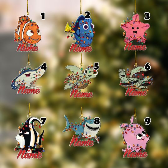 Personalized Disney Finding Nemo Christmas Ornament, Fish And Friends Ornament, Christmas Tree Decor, Funny Ocean Fish Family Gift