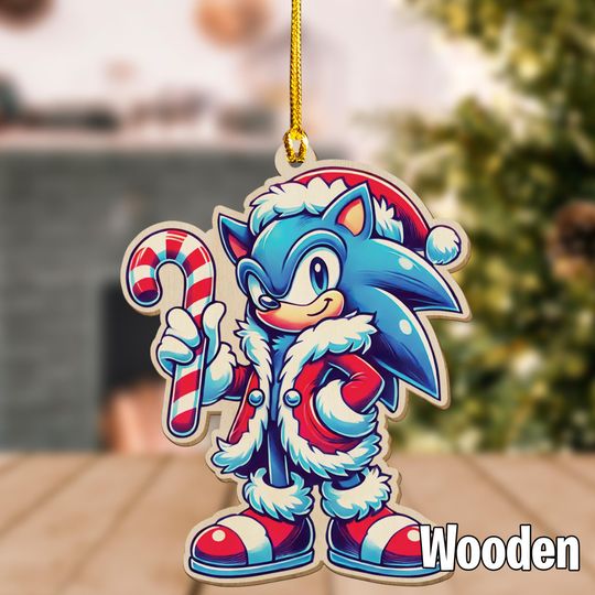 Personalized Sonic Ornament, Sonic Hedgehog Character Ornament, Customized Sonic Ornament, Sonic Christmas Ornament