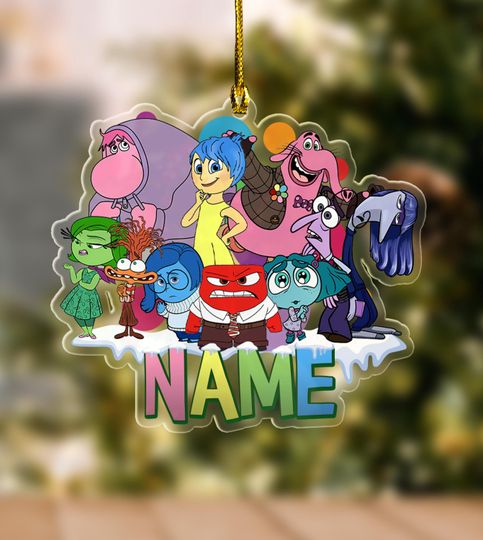 Personalized Inside Out Ornament,Disney Xmas Ornaments,Custom Inside Out Family Tree Hanging Decor, Emotions Mental Health Xmas Gifts