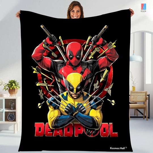 Deadpool and Wolverine Blanket, Deadpool 3 Movie Blanket, Deadpool & Wolverine Blanket, Hugh Jackman, Wolverine Blanket, Custom Blanket