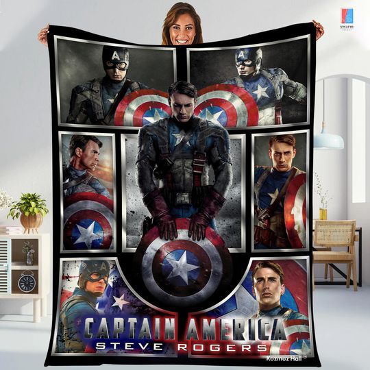 Captain America Civil War Blanket, Steve Rogers Captain America Blanket, Avengers Team Fleece Blanket, Superhero Blanket For Bed Couch Sofa