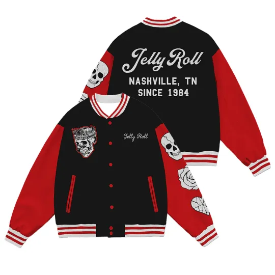 Jelly Roll Skull Baseball Jacket